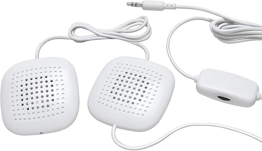 Sound Oasis Pillow Speakers, 2 UltraThin Stereo Speakers, Volume Control, Surround Sound for Music, Sleep, Tinnitus Masking, Connect to External Sound Source with 1/8" 3.5mm Headphone Jack Plug, White