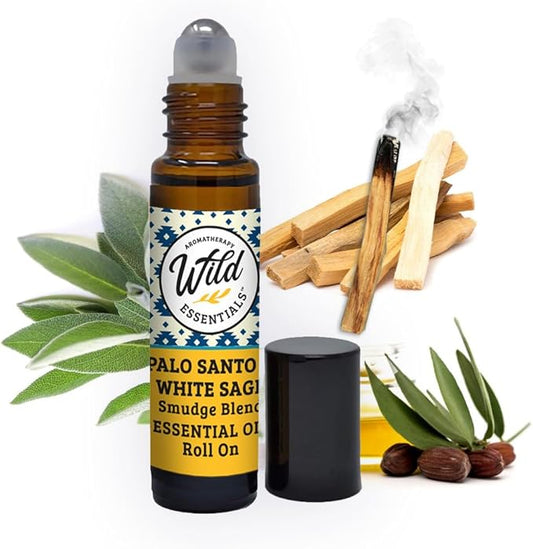 Wild Essentials Smudge Blend Essential Oil Roll On, 10ml, Cleansing, Purifying, Calming, 100% Pure, Premium Grade Essential Oils, Organic Jojoba Oil, Ready to Use, Moisturizer, All Natural
