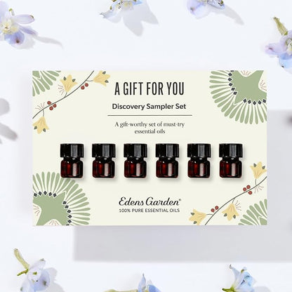 Edens Garden A Gift for You Discovery Sampler 6 Set – 100% Pure Therapeutic Essential Oils – Happy Day, Lavender, Best Sleep, Ocean Breeze, Relaxing Home & Smells Amazing Oil Blends, .92 ml/ 6 Pack