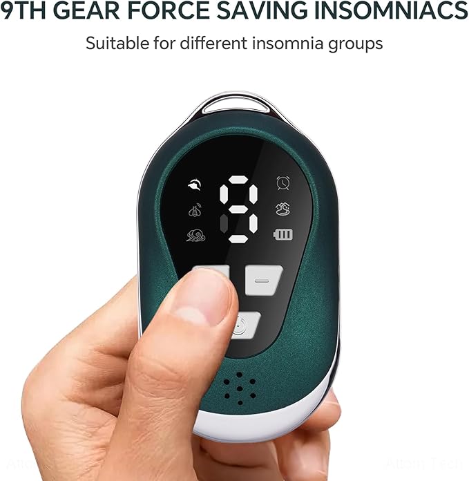 Tomorotec Handheld Sleep Aid Device, Stress Reduction and Mind Relaxation with 4 Soothing Scene Sounds & 9 Intensity Levels, Enhances Sleep Quality and Portable for Sports, Walking, Relaxation (Green)