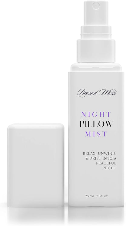 Pillow Mist – Lavender Chamomile Sleep Spray with Essential Oils – Relaxing Aromatherapy for Pillows, Bedding, and Linens – Nighttime Linen Spray – 75ml (2.5 fl oz) by Beyond Wicks