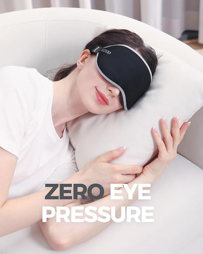 MZOO Luxury Sleep Mask for Back, Side Sleeper, Complete Light Blocking Sleeping Eye Mask Night Blindfold, 3D Zero Pressure & Spacious for Lash Extensions, Breathable Soft Eye Cover Flight Nap Travel