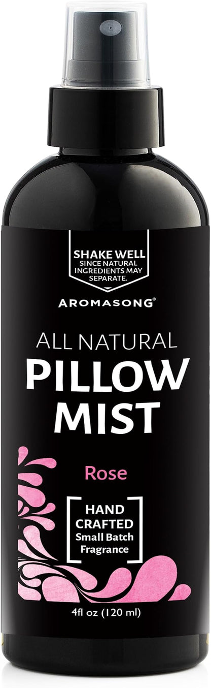 Aromasong Rose Pillow Spray - All Natural Calming Linen & Bedtime Mist for Sleep - Aromatherapy Botanical Essential Oils for Sleeping - Relaxing Fragrance Rose Scent 4 fl. Oz.