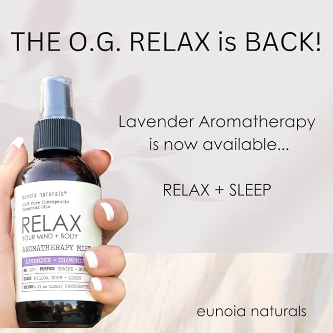 The Original Relax Lavender Sleep Aromatherapy Mist, All Natural Lavender Pillow Spray, Chamomile Oils, Breath Easy to Sleep, Calming Room Spray, No Fragrance or Chemicals