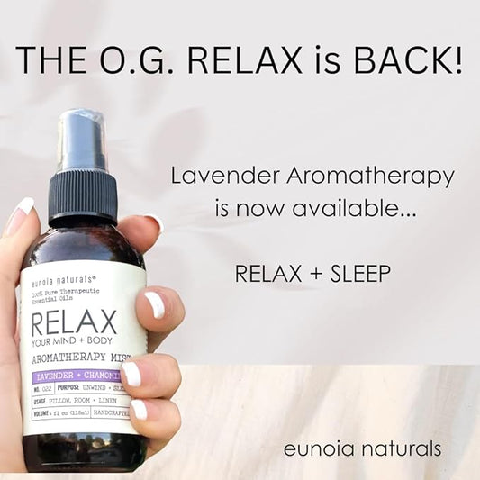 The Original Relax Lavender Sleep Aromatherapy Mist, All Natural Lavender Pillow Spray, Chamomile Oils, Breath Easy to Sleep, Calming Room Spray, No Fragrance or Chemicals