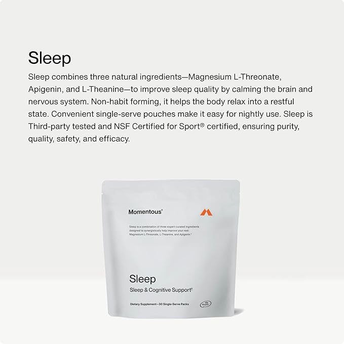 Momentous Sleep Pack Magnesium L-Threonate, Apigenin & L-Theanine, 30 Servings