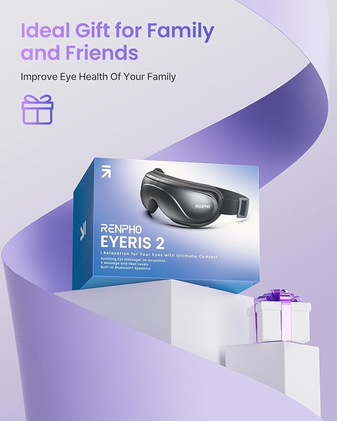 RENPHO Eye Massager with Heat, Fathers Day Birthday Gifts Eyeris 2 FSA/HSA Eligible Face Massager, Eye Mask for Migraines, Eye Care, Migraine Relief,Gift for Mom Dad Women Men