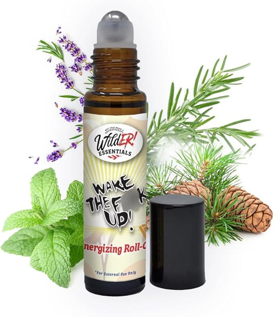 Wild Essentials Wake The F Up Essential Oil Roll On, 10ml for Energizing, Alert Made with 100% Pure, Premium Grade Essential Oils and Organic Jojoba Oil, Ready to Use, Moisturizer, All Natural