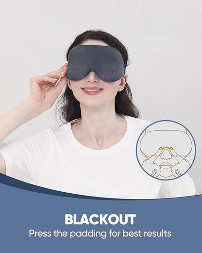MZOO Sleep Eye Mask for Side Sleeper Men Women, Zero Eye Pressure 3D Sleeping Mask, Light Blocking Patented Design Night Blindfold, Soft Eye Shade Cover for Travel, Grey