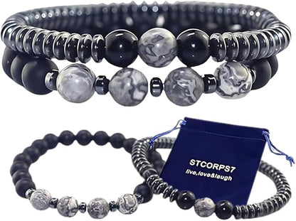 Gifts for Women, Gifts for Women, Magnetic Bracelet Arthritis Energy Healthy Jewelry Therapy for Sleep, Hematite Bracelet, Crystal Jewelry Bring Luck, Prosperity and Happiness