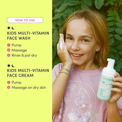 Evereden Kids Happy Face Duo (Melon Juice) - Multi-Vitamin Kids Face Wash & Kids Face Cream Set - Clean & Vegan Skin Care for Kids 3+ - Moisturizing, Nourishing, & Protective Kids Skin Care Set