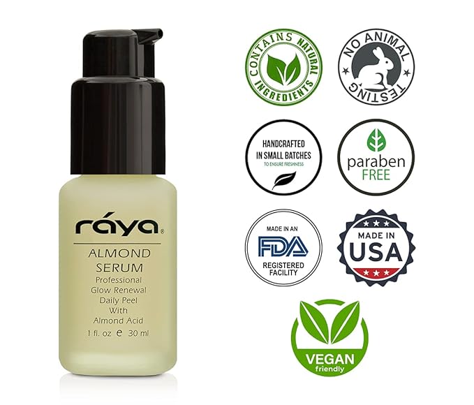 RAYA Almond Serum (508) | Exfoliating Facial Peel for Combination and Oily Skin | Helps Minimize Pores and Brighten Complexion