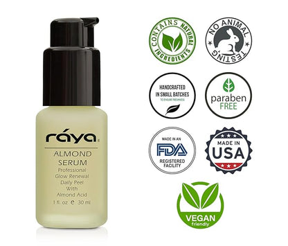 RAYA Almond Serum (508) | Exfoliating Facial Peel for Combination and Oily Skin | Helps Minimize Pores and Brighten Complexion