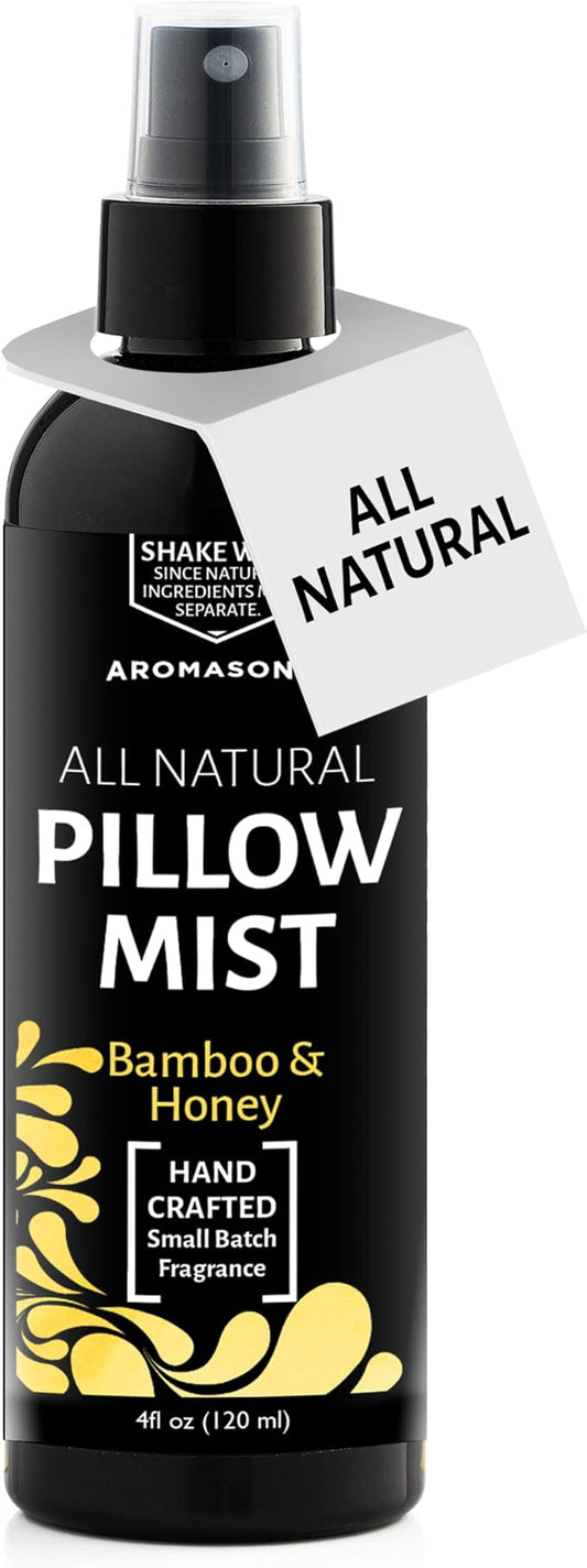 Aromasong Bamboo & Honey Pillow Spray - All Natural Calming Linen & Bedtime Mist for Deep Sleep - Aromatherapy Essential Oils for Sleeping
