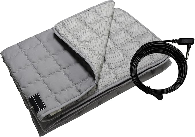 Grounding Mat 23.6x34.2 Inch, Ground Blanket with Silver Fiber & Cotton for Stress Relief & Sleep Improvement, Couch/Bed Use