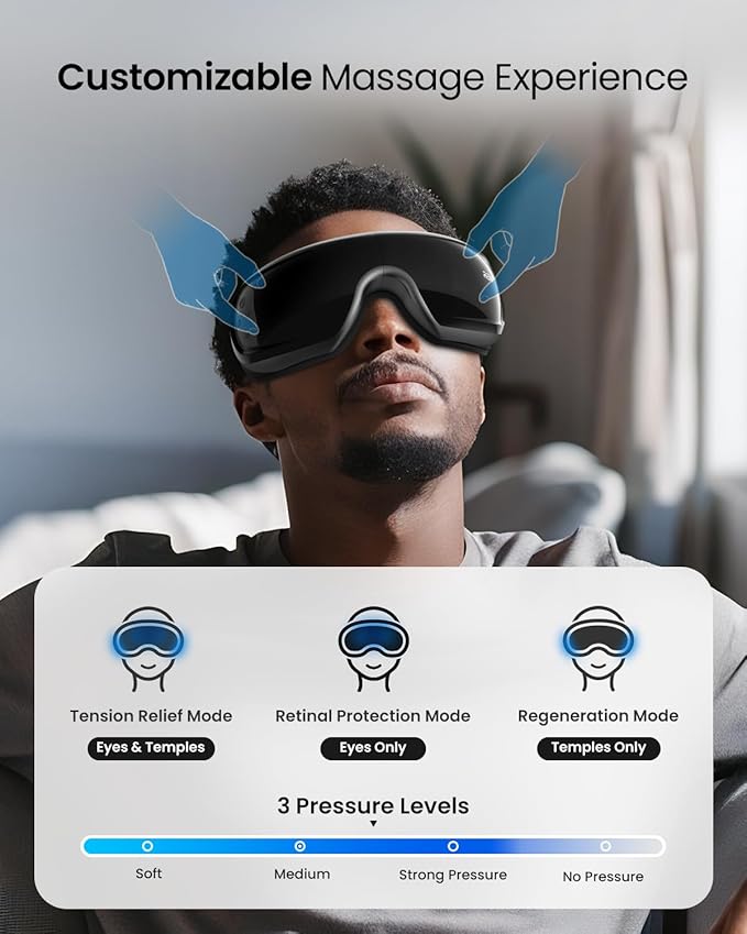 RENPHO Eye Massager with Heat and Cooling for Migraines, Father's Day/Birthday Gifts for Women/Men/Mom/Dad, Eyeris 3 FSA HSA Voice Control Eye Massager, Eye Care Device with DIY Massage Setting