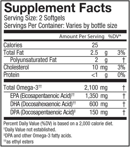 Oceanblue Professional Omega-3 2100 â 180 ct â Triple Strength Burpless Fish Oil Supplement with High-Potency EPA, DHA, DPA â Wild-Caught â Orange Flavor (90 Servings)