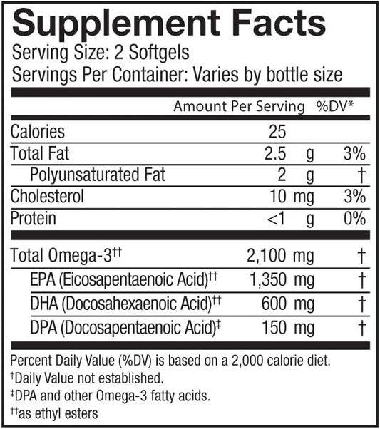 Oceanblue Professional Omega-3 2100 â 180 ct â Triple Strength Burpless Fish Oil Supplement with High-Potency EPA, DHA, DPA â Wild-Caught â Orange Flavor (90 Servings)