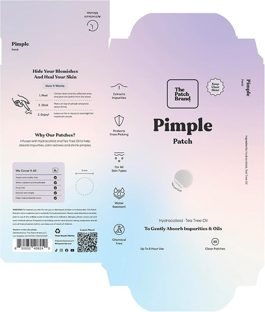 The Patch Brand Pimple Patches | Natural Wellness with Hydrocolloid and Tea Tree Oil