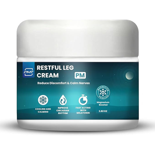 Relaxing Leg Cream by PMT, Nerve Calming Topical for Leg Relief, Sleep Cream Penetrates Deep, Relieve Discomfort and Sleeplessness, Boosted with Magnesium & Melatonin - 2.83oz