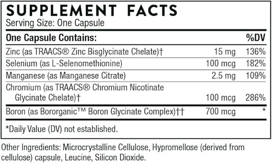 Thorne Trace Minerals - Dietary Supplement with Zinc, Boron & Selenium - Chelated Forms - Comprehensive Formula - 90 Capsules