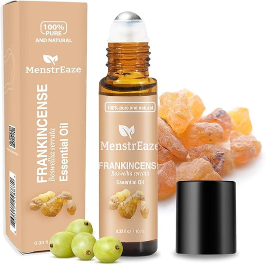 Frankincense and Grapeseed Essential Oil Roll On, Therapeutic Grade Daytime Skincare and Mood Support，100% Pure and Natural Grapeseed Oil & Frankincense for Face, Skin, Aging, Fine lines, Relax, 10 ml
