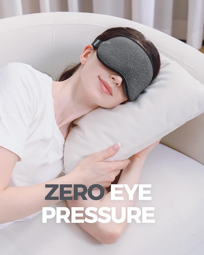 MZOO Luxury Sleep Mask for Back and Side Sleeper, Completely Block Out Light Sleeping Eye Mask for Women Men, Zero Pressure 3D Contoured Night Blindfold, Breathable & Soft Eye Shade Cover