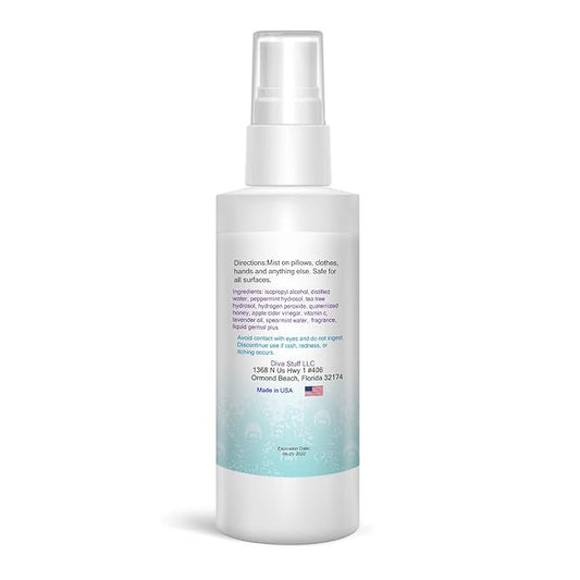 Diva Stuff Travelers Mist - Promotes Clear Skin & Protects from Acne-Causing Funk, Cleans Pillows, Hands, & Sheets - Aromatherapy Spray for Relaxation and Sleep, Made in USA (Soothing Green Tea, 4 oz)