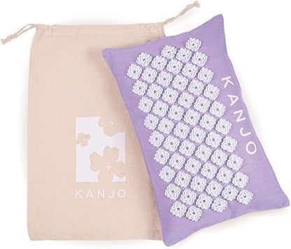 FSA HSA Eligible Kanjo Aromatherapy Acupuncture Pillow Lavender, 100% Cotton Linen Pillow for Back Pain and Neck Pain Relief with Natural Cork Filling
