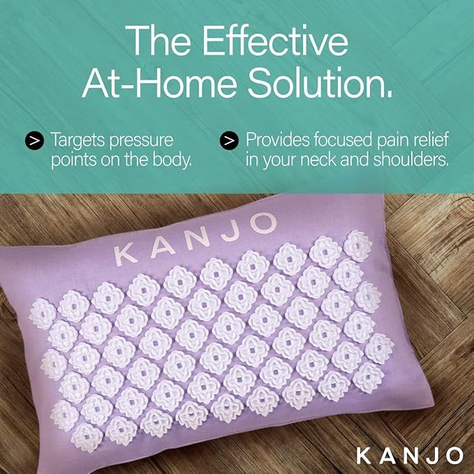 FSA HSA Eligible Kanjo Aromatherapy Acupuncture Pillow Lavender, 100% Cotton Linen Pillow for Back Pain and Neck Pain Relief with Natural Cork Filling