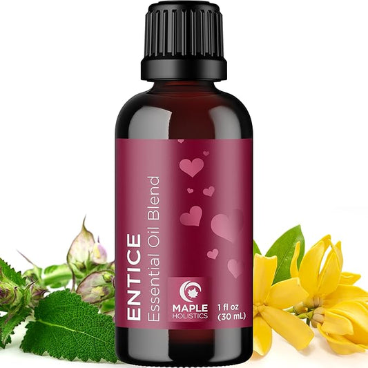 Entice Essential Oil Blend for Diffuser - Passionate Blend of Aromatherapy Oils for Couples with Lavender Palmarosa Clary Sage and Ylang-Ylang Essential Oil - Ignite The Romance Essential Oils Blend