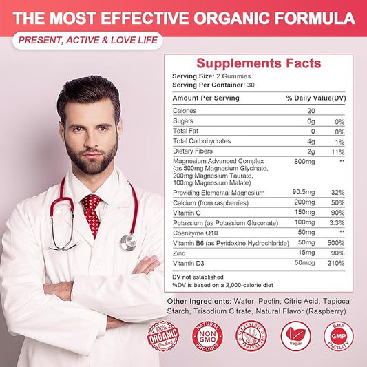 Magnesium Glycinate Gummies 500mg, Magnesium Glycinate for Adults&Kids Sugar-Free,Magnesium Complex w/Taurate,Malate, Calcium, COQ10 for Sleep & Relaxation, Calm,Brain, Muscle,Non-GMO, Vegan