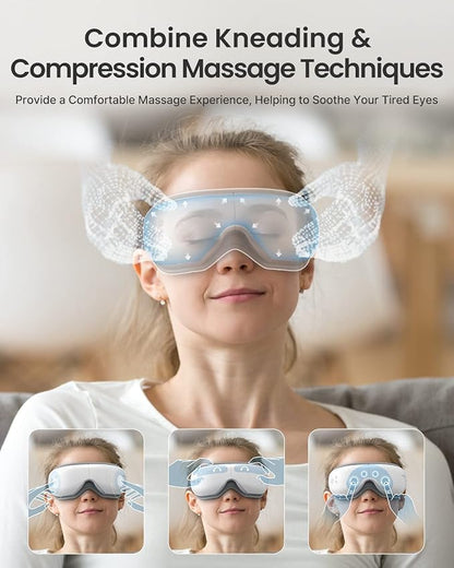 RENPHO FSA/HSA Eligible Eye Massager with App Control, Face Massager for Migraine Relief, Sleep Mask Massage Setting with DIY Mode, Fathers Day Birthday Gifts for Mom Dad Women Men