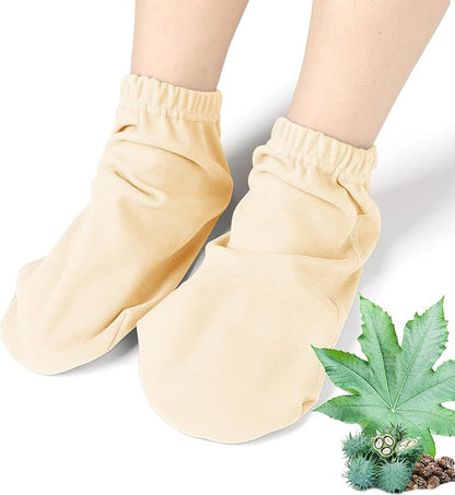 Castor Oil Pack Wrap for Feet, Castor Oil Pack Wrap Organic Cotton for Women，Castor Oil Socks for Feet Arthritis and Feet Tingling Cracking, Sleep Socks White(Oil are Not Include)