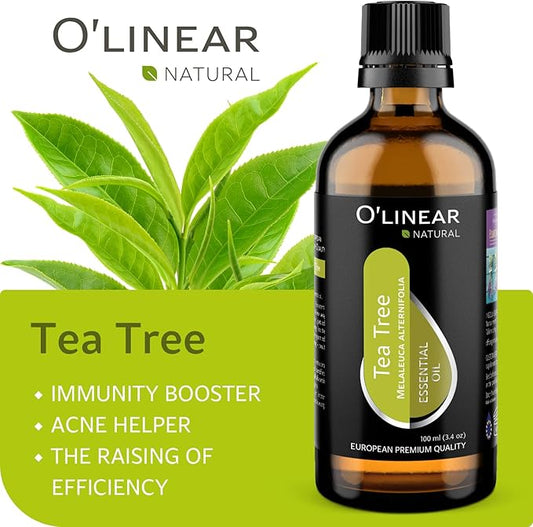Tea Tree Essential Oil 3.4 Fl Oz, Pure Aromatherapy Natural Melaleuca Oil for Diffusers Home Scents, and Candle Making 100% Tea Tree Oil, Therapeutic Grade Bulk With Dropper for Humidifier Aroma Drops