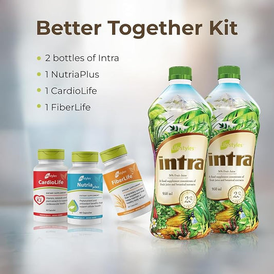 Intra Lifestyles Better Together Kit – Herbal Cleanse Detox Drink Plus Supplements for Immune Support, Gut Health, Cardiovascular Health – 23 Botanical Extracts – Made in Canada