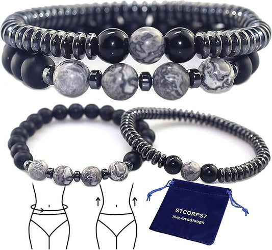 Gifts for Women, Gifts for Women, Magnetic Bracelet Arthritis Energy Healthy Jewelry Therapy for Sleep, Hematite Bracelet, Crystal Jewelry Bring Luck, Prosperity and Happiness