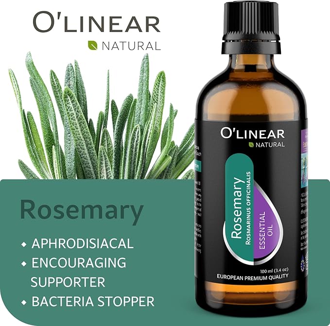 O'linear Premium Rosemary Essential Oil, 100% Pure Natural Oil for Diffuser & Aromatherapy Humidifiers, DIY Candle Making Rosemary Essential Oil Therapeutic Grade, Mood Boost Aroma Scent Drops for Her
