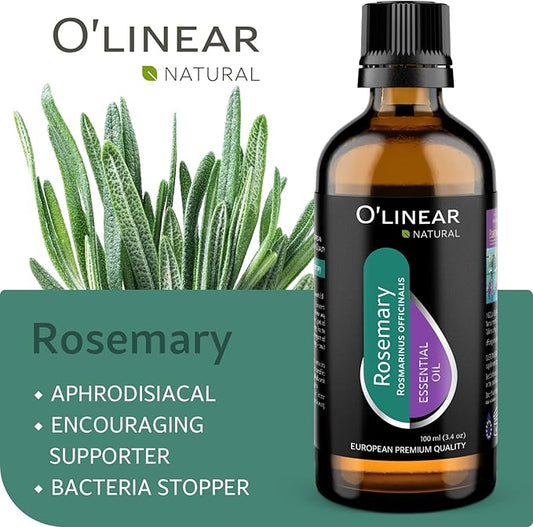 O'linear Premium Rosemary Essential Oil, 100% Pure Natural Oil for Diffuser & Aromatherapy Humidifiers, DIY Candle Making Rosemary Essential Oil Therapeutic Grade, Mood Boost Aroma Scent Drops for Her