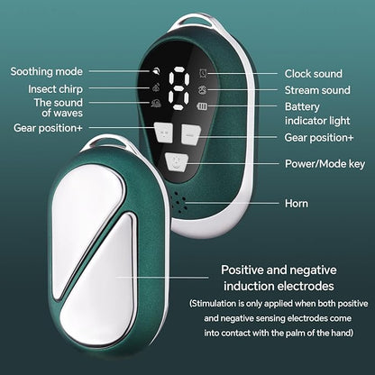 Tomorotec Handheld Sleep Aid Device, Stress Reduction and Mind Relaxation with 4 Soothing Scene Sounds & 9 Intensity Levels, Enhances Sleep Quality and Portable for Sports, Walking, Relaxation (Green)