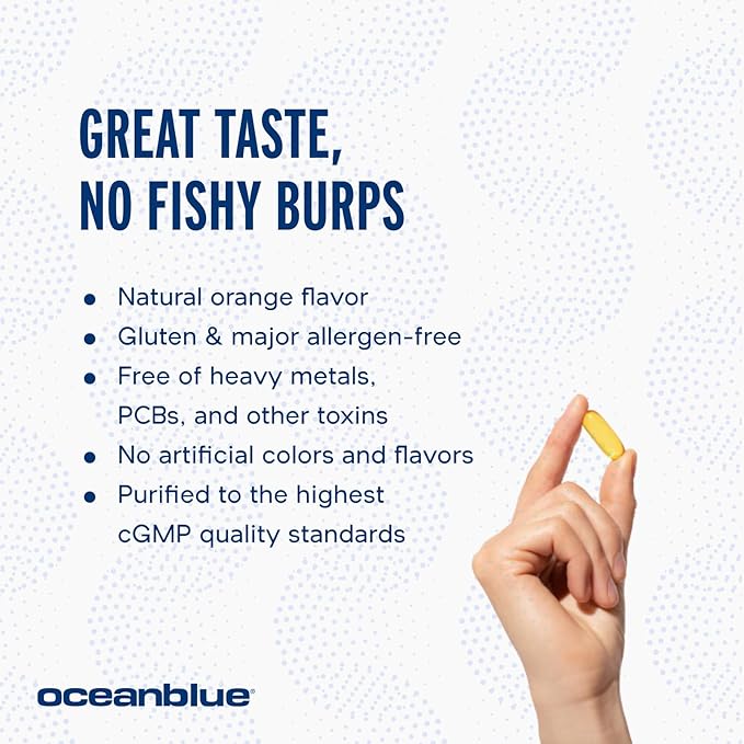 Oceanblue Professional Omega-3 2100 â 180 ct â Triple Strength Burpless Fish Oil Supplement with High-Potency EPA, DHA, DPA â Wild-Caught â Orange Flavor (90 Servings)