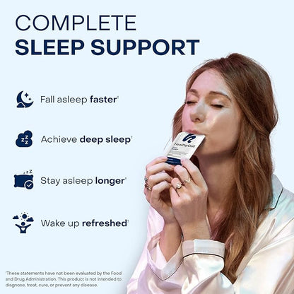 Healthycell REM Sleep Aid Supplement for Adults - Liquid Gel Extra Strength Sleep Supplement with Melatonin, Magnesium, L-Theanine, GABA & Natural Calming Herbs - 30 Gel Packs, Cherry Flavored