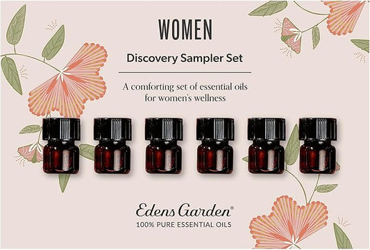 Edens Garden Women Essential Oils Discovery Sampler 6 Set – 100% Pure Therapeutic Grade, Undiluted Blends for PMS, Hormonal Balance & Menopause Support - Natural, Skin Safe & Vegan, .92 ml/6 Pack