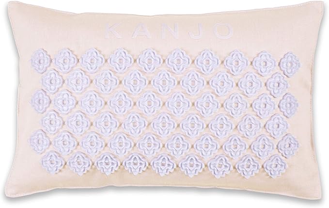 FSA HSA Eligible Kanjo Premium Unscented Acupressure Pillow - 100% Undyed Cotton Linen - Buckwheat Chaff Fill - Relieves Back Pain and Neck Pain