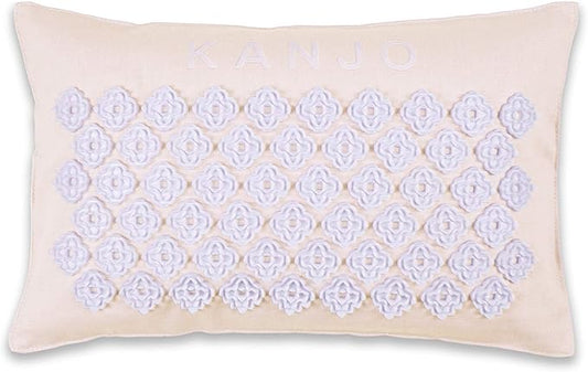 FSA HSA Eligible Kanjo Premium Unscented Acupressure Pillow - 100% Undyed Cotton Linen - Buckwheat Chaff Fill - Relieves Back Pain and Neck Pain