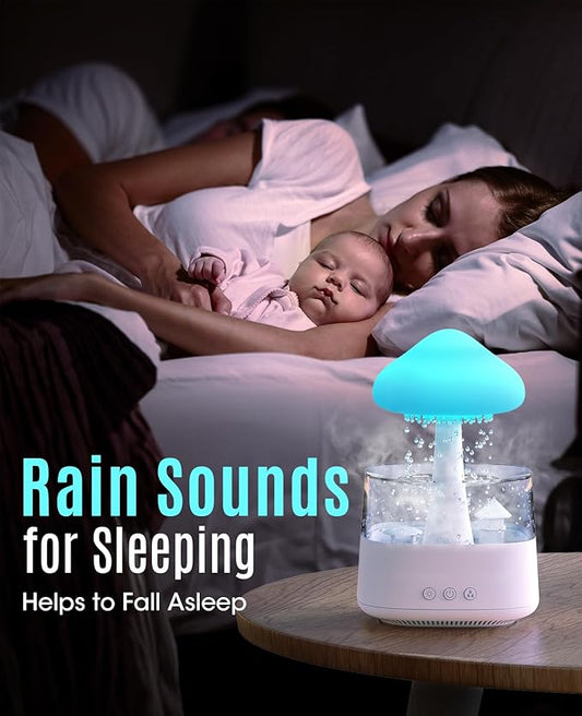 Rain Cloud Humidifier Water Drip, Mushroom Cloud Humidifier Rain Drop Sounds for Sleeping