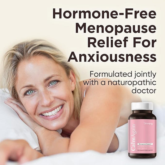 BB Company CalmAgain Menopause Support, Relief & Hormone Balance - Nervousness Relief, Mood Support, Hot Flashes, Night Sweats - Feel Calm - Antioxidant Rich Siberian Rhubarb, Sage, Saffron (30 Ct)
