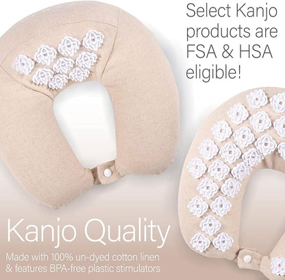 Kanjo Memory Foam Acupressure Neck Pillow - High Density Memory Foam Core - Travel Accessory Pillow - Relieves Neck Pain and Back Pain - Includes Carry Bag - FSA & HSA Eligible