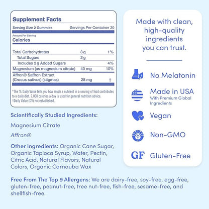 First Day Teens’ Nighttime Reset Calming Magnesium Gummies – Sleep Aid Supports Peaceful Rest, Balanced Mood & Energy – Supplement with Magnesium Citrate, Affron & No Melatonin – 60-Day Supply
