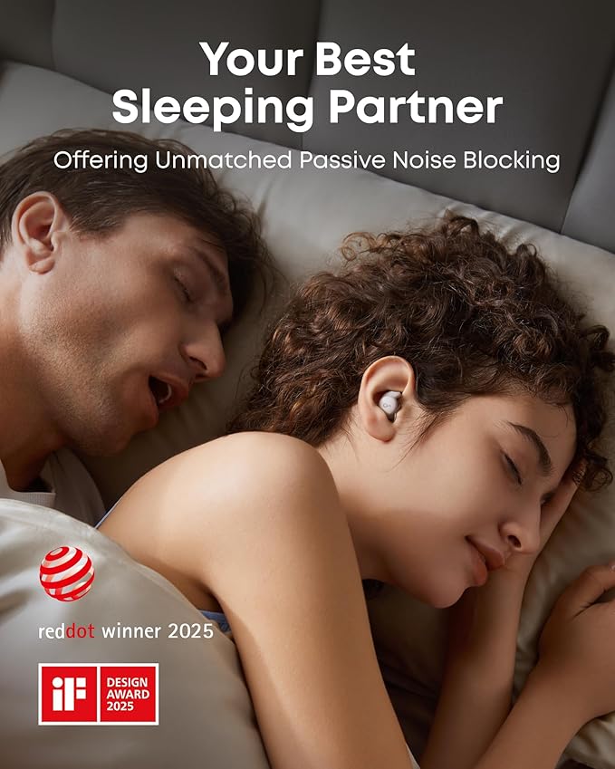 Soundcore Sleep A20 Earbuds by Anker, Noise Blocking, Comfy for Side Sleepers, AI Brainwave Audio, 80H Playtime, Stream Content via Bluetooth 5.3, Sleep Monitor, Personal Alarm